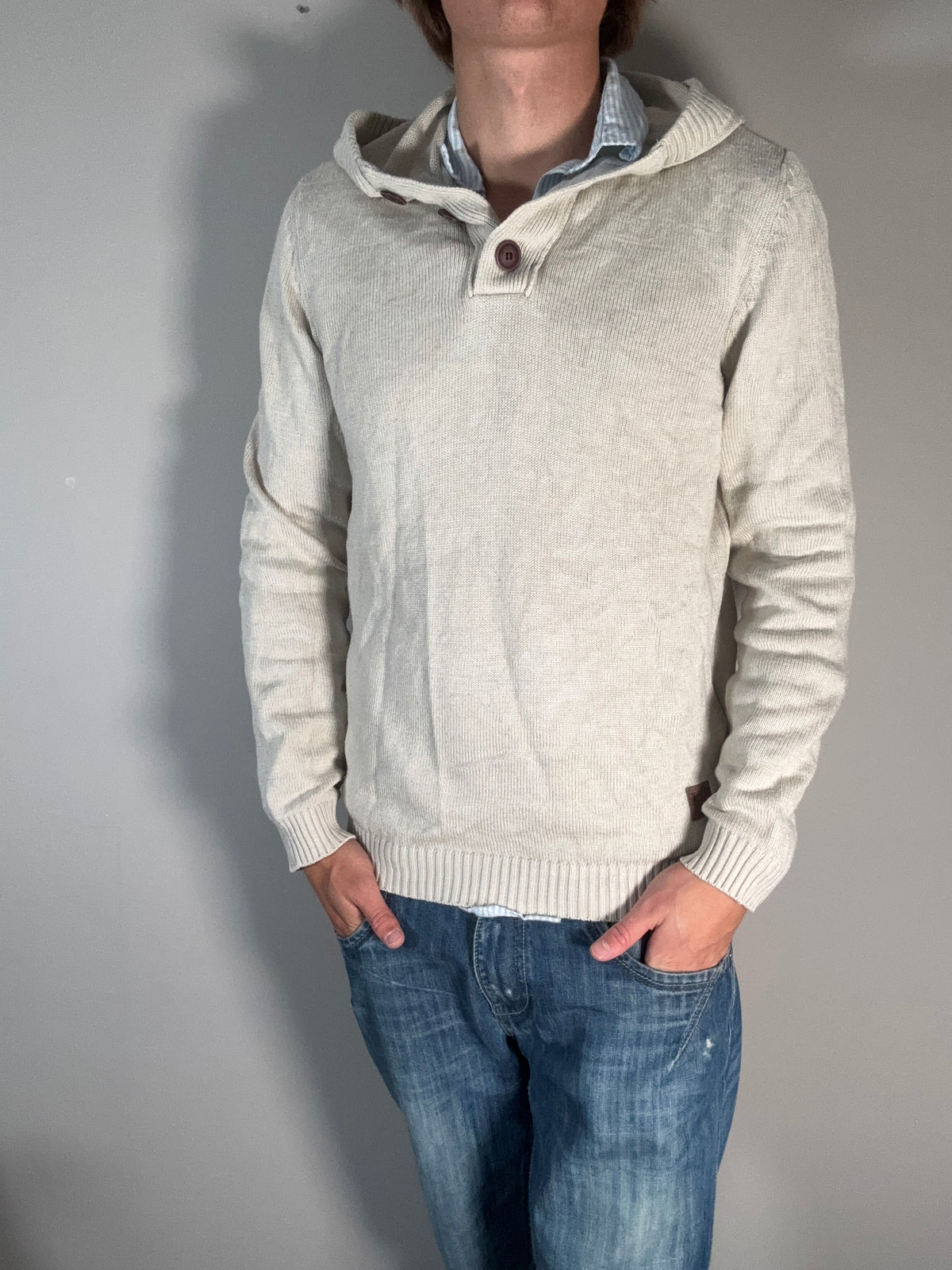 Tom Tailor Hoodie med knappar Herr